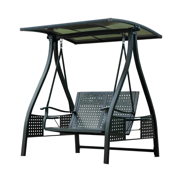 3-Seater Modern Swing Chair with LED Light Stand Solar Powered Sensory Swings for Patio Hotel Outdoor Furniture