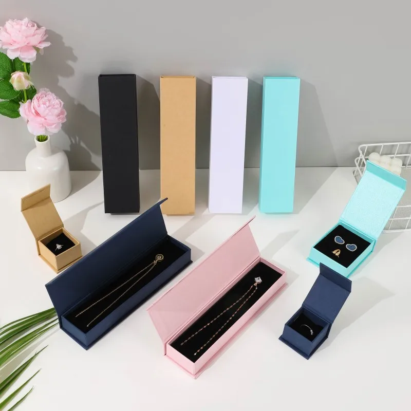 Luxury black paper cardboard gift storage boxes jewelry packaging magnetic box