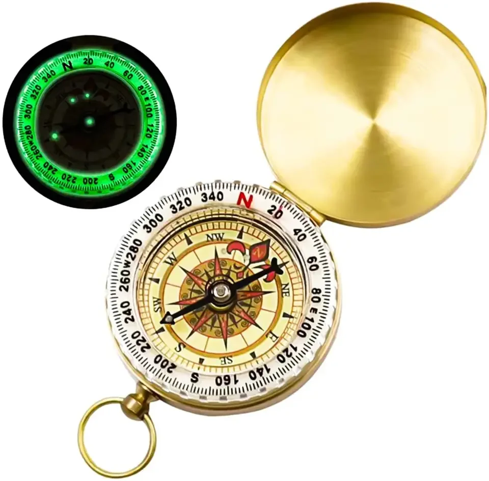 Pocket Watch Flip-open Quality Portable Classic Brass Luminous Camping Survival Compass For Hiking Activities