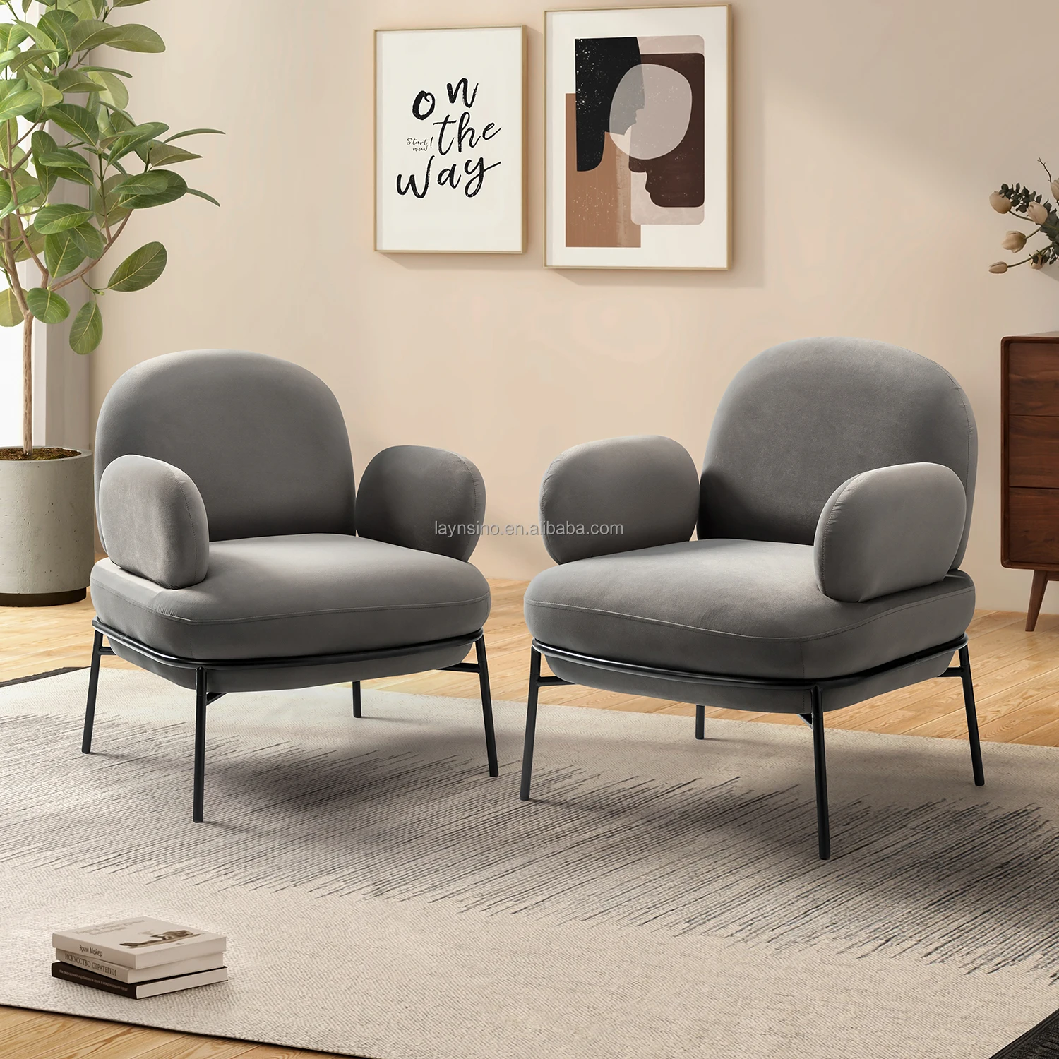 Living Room Furniture Nordic Velvet Accent Chair Waiting Modern Lounge Chair Cheap Cafe Chairs