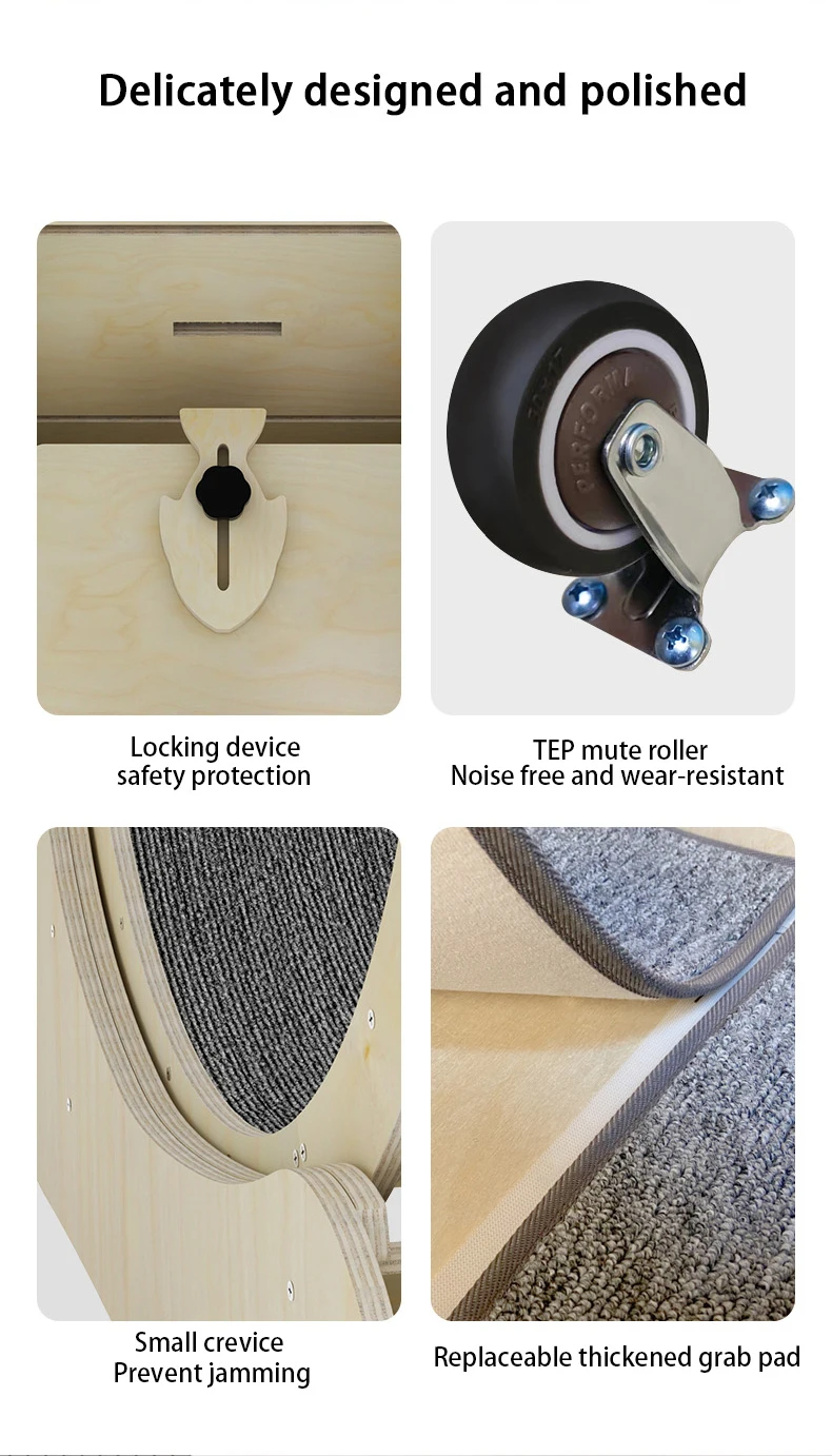 100% Solid Wood Cat Climbing Frame Running Wheel Dog Treadmill Walking Machine Pets Cat Tree Tower