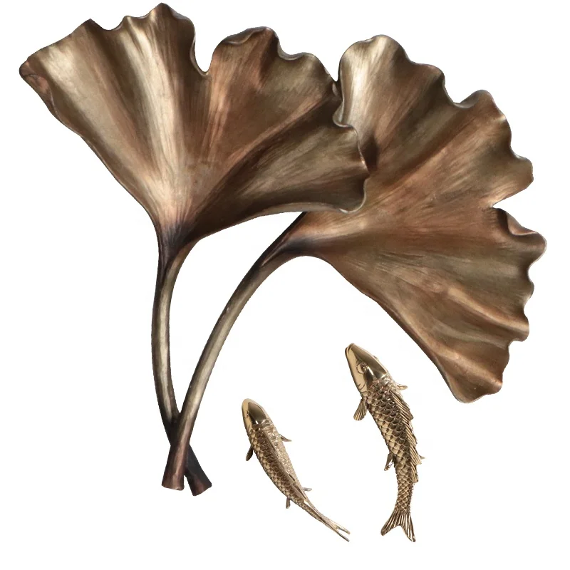 Metal Copper crafts 6 Inch Gold Fish Wall Art Decoration