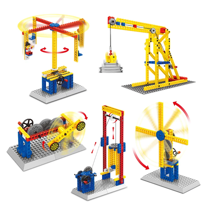 Wange Plastic kids mechanical toy set Mechanical engineering Lift 3in1 educational toys for 7 years blocks educational toy kit