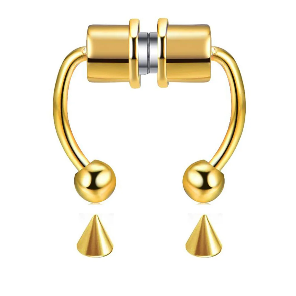 Non Piercing U Shaped Nostril Rings Hoop Stainless Steel Punk Hip hop Safety Horseshoe Magnetic Septum Nose Ring for Women