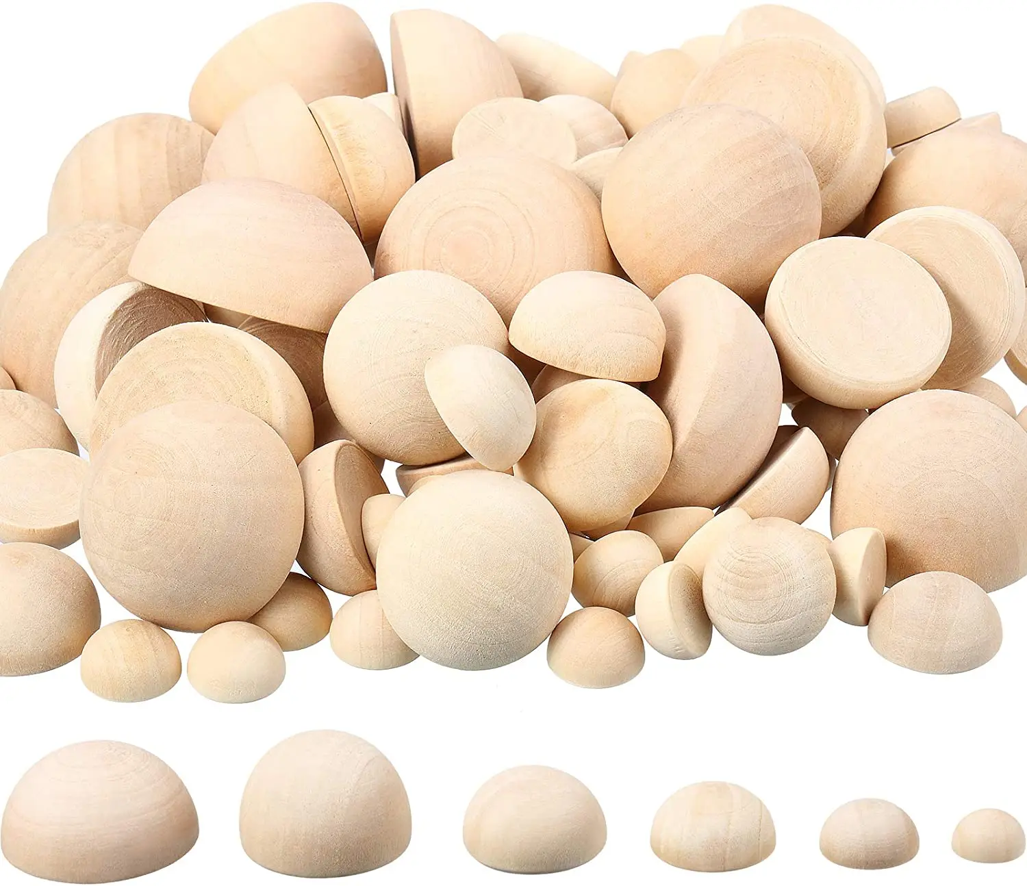 Half Wooden Beads Unfinished Split Round Wood Balls for Craft Painting