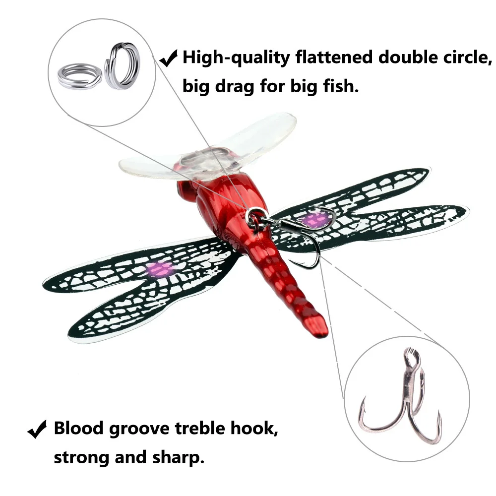 Wholesale Factory Price 7.5CM 6.2G Twitch Wobblers Lifelike Hard Bait Topwater Dragonfly Insect Fishing Lure
