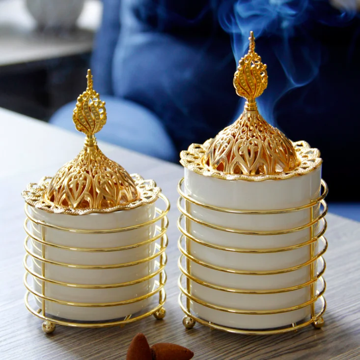 manufacture home luxury gold marble aroma incense burner for home air purification