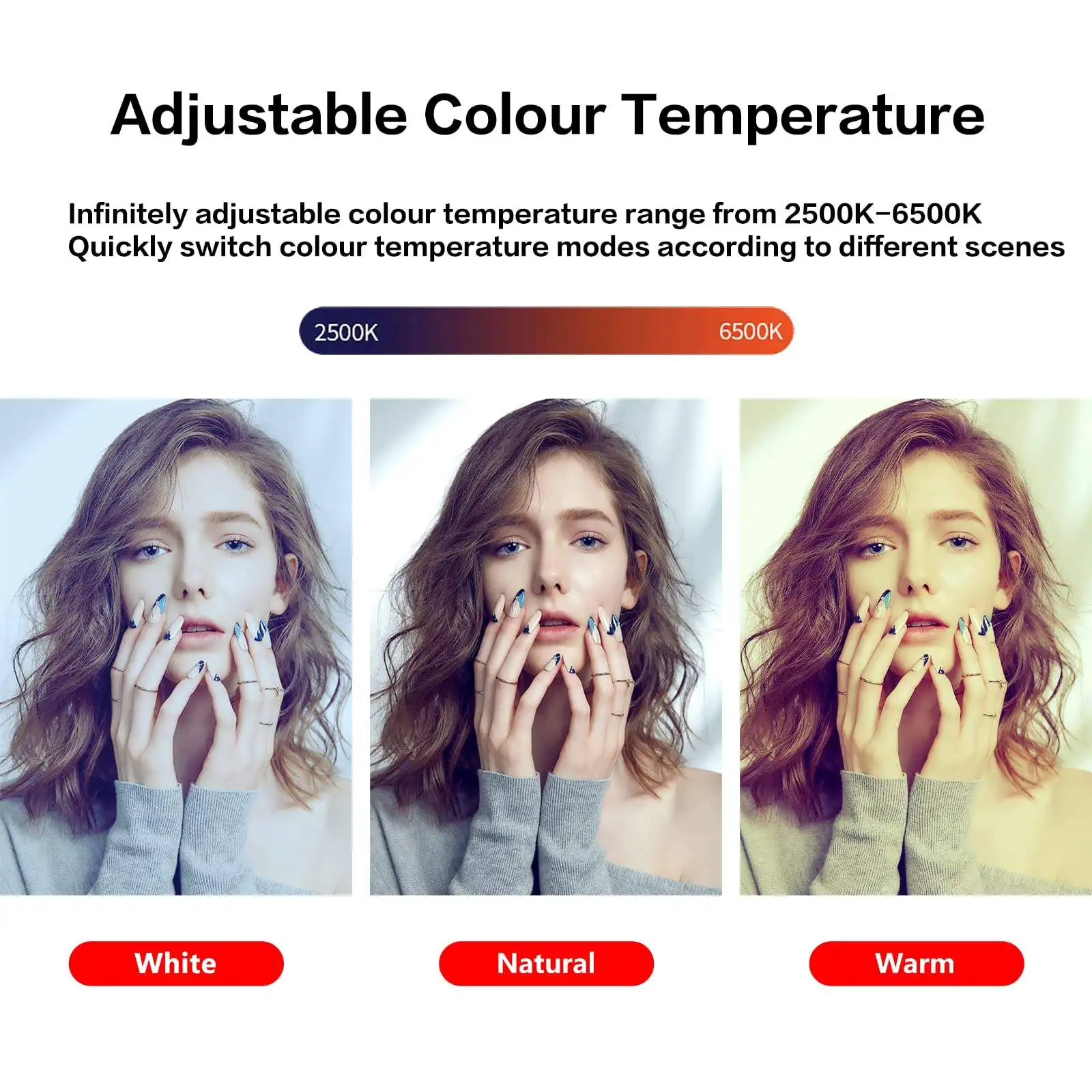 Rechargeable Clip-on LED Video Selfie Fill Light with 5 Lighting Mode Phone Ring Mini Portable Clip