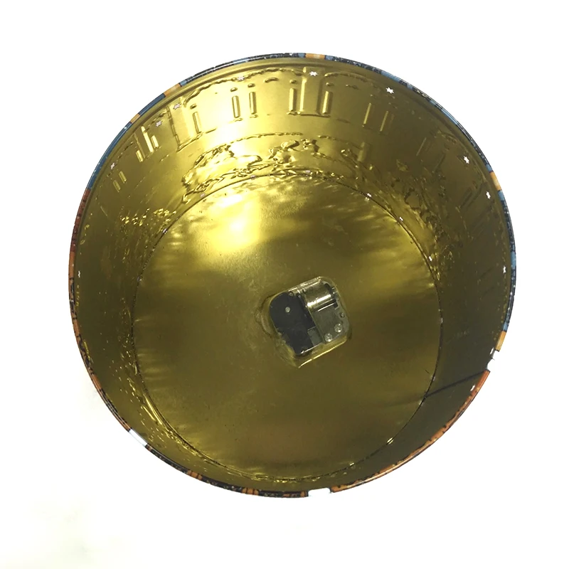 Lovely Carousel Round Shape Cartoon Image Christmas Empty Metal Package Gift Music Tin Box