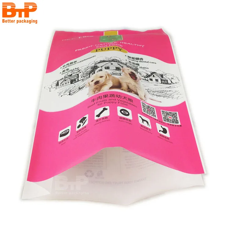 Custom Dog food packaging Gusset pouch  5KG  PET Treat food  mylar bags with Frosted plastic smell proof bag of Flat bottom bags