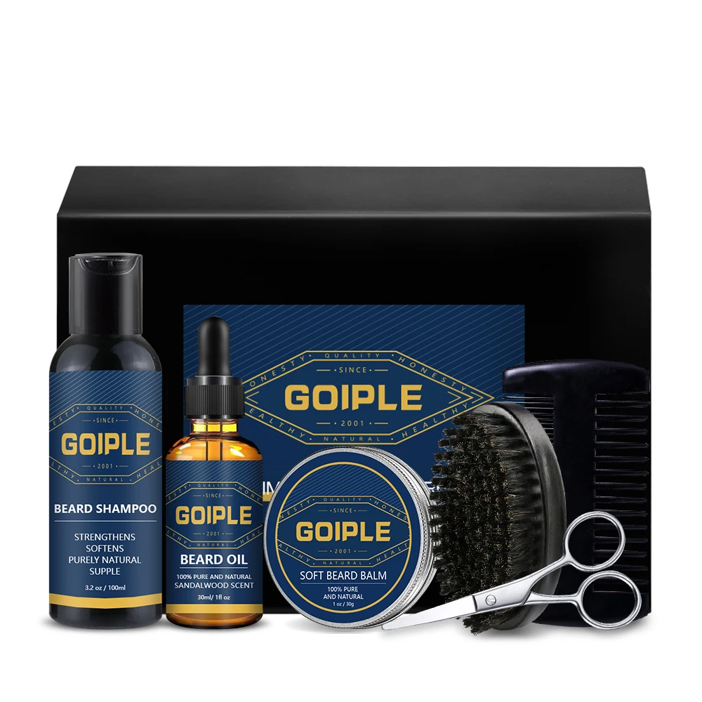 Фирменный набор для ухода за бородой для мужчин, натуральный идеальный Бальзам для бороды, расческа, ножницы, набор для ухода за бородой