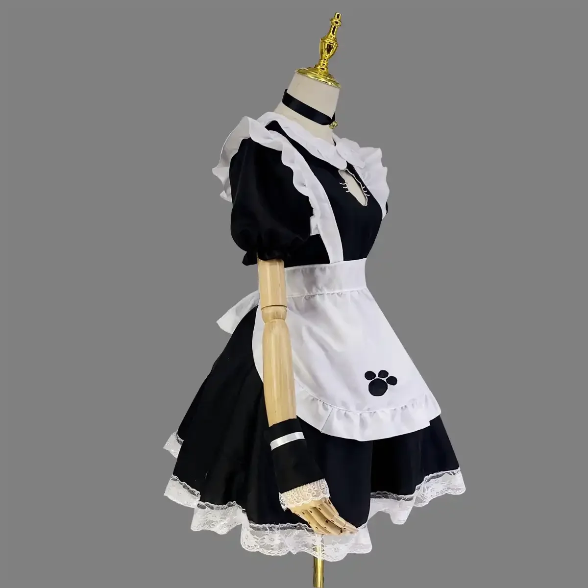 Sexy Black Cat Girl Women Fantasy French Maid Outfit Men Gothic Sweet Lolita Dress Anime Cosplay Costume Plus Size