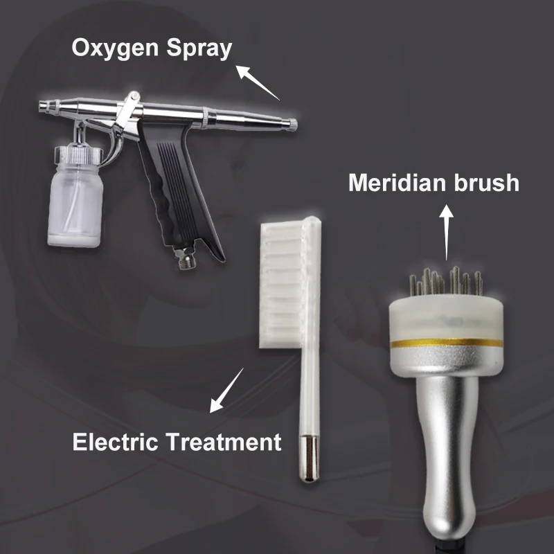 Oxygen Jet Spray gun hair follicle testing hair loss treatment scalp massager brush hair growth machine