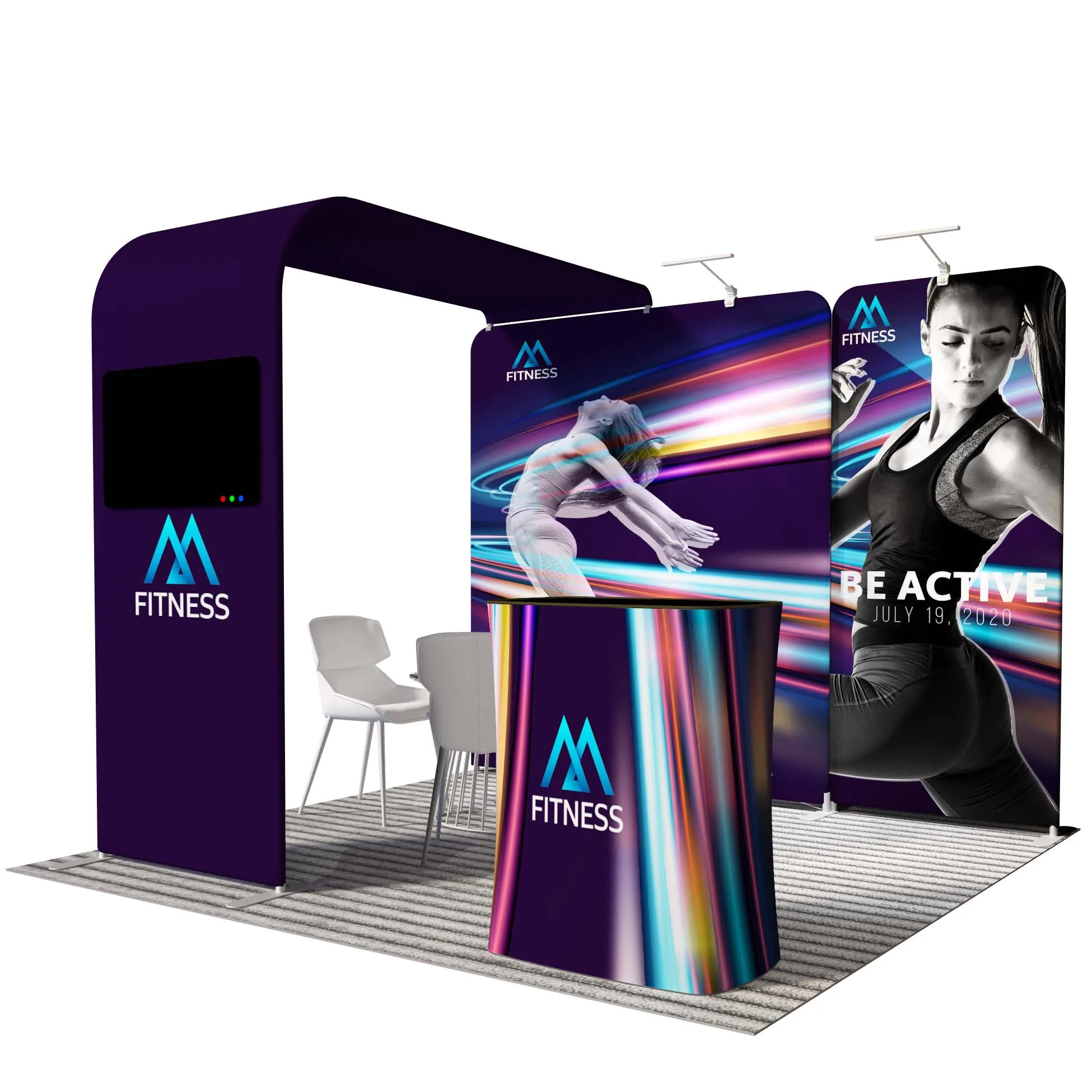 Awesome Reusable Aluminum Frame Portable Tension Fabric Exhibition Booth Trade Show Exhibit Stand Backdrop For Expo Display