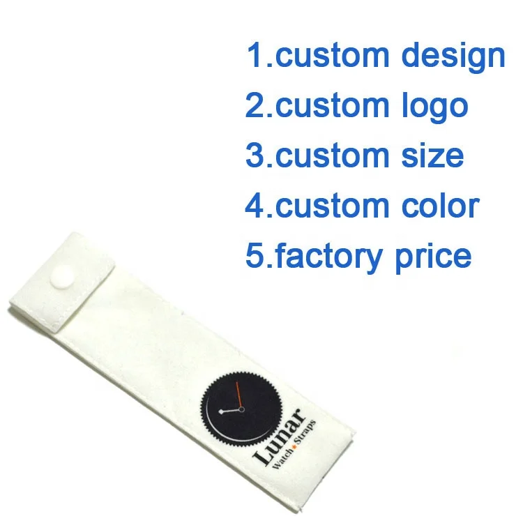 Eco white long shape suede snap velvet flap button jewelry watch display pouch