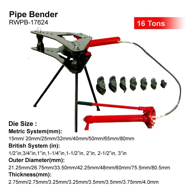 Factory Professional 16 TONS Manual Hydraulic Pipe Bender Tools Tube Hand Hydraulic Pipe Bender Dies Machine For Sale