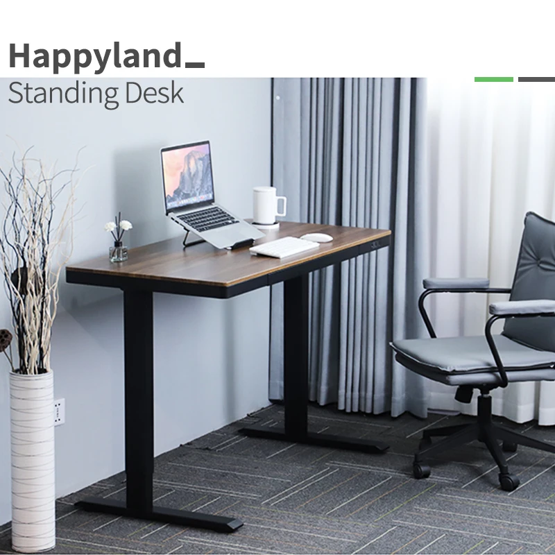 High Quality Modern Wooden Top Sit Stand Desk Electric Lifting Height Adjustable Standing Desk For Home Office Furniture Table
