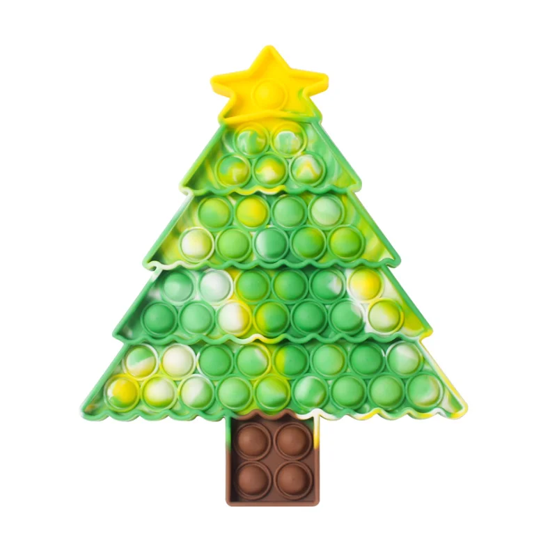 
PPyou silicone push pops it fidget toy christmas tree hat series pops-its 2 bubble kids gifts educational stress relief toys 