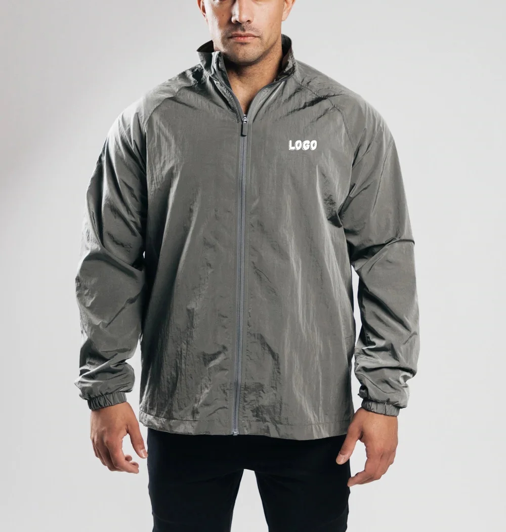 Wholesale Mens 100% Nylon Jacket Custom Logo Waterproof Jackets LightWeight Coat Sports Clothing