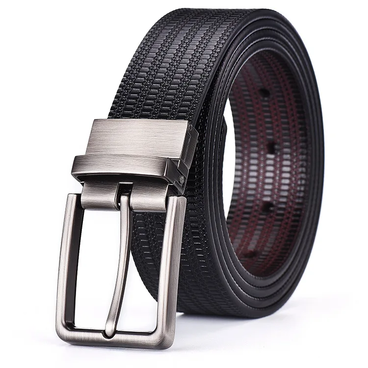2019 Factory Customized Logo Casual Belt Top Quality Genuine leather Double Sides Rotating Pin Buckle Belts For Mens