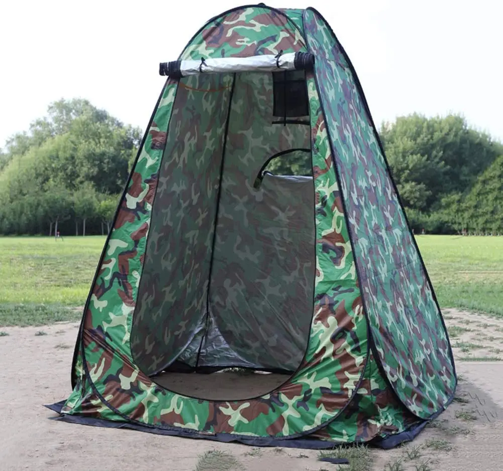 Spacious Double Shower Tent Privacy Toilet Tent Camouflage Portable Shower Tent