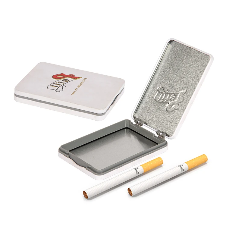 China Factory Custom Cigarette Box Hinged Metal Cigarette Case Rectangular Portable Cigarette Tin Box
