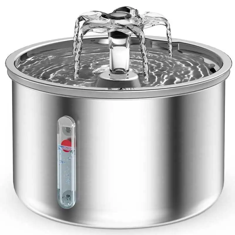 2L Capacity Stainless Steel Electric Water Dispenser Super Quiet Food Grade for Cat Dog Battery Powered for Small Animals