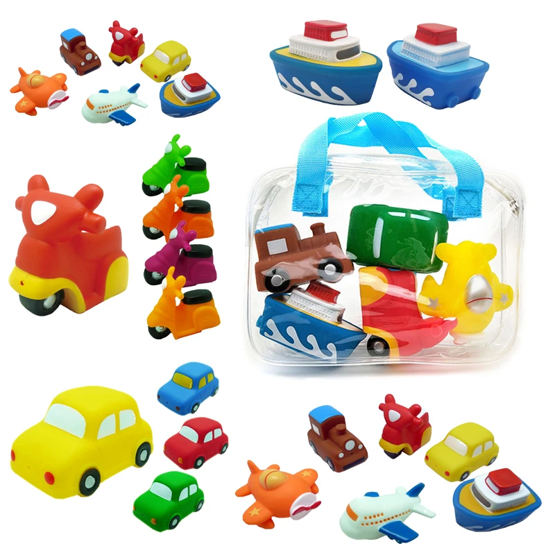 Эко-дружественная резиновая лодка игрушка маленький ПВХ самолет пластиковый мягкий резиновый автомобиль плавающий шприц Детские Игрушки для ванны набор