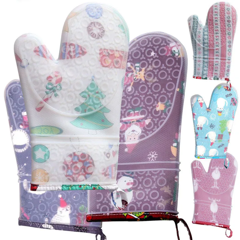 Custom Design Kitchen Oven Mitt Pot Holder Printed Cotton Gloves for Baking Cooking BBQ Printed Style Oven Gloves for Apron Use