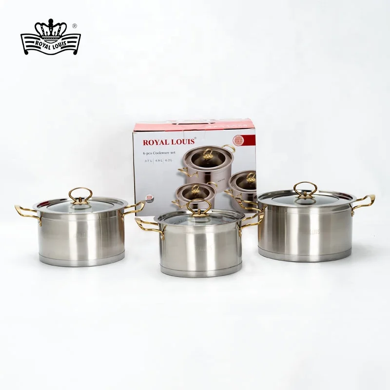 Royal Louis Factory cooking pot sets 6pcs Induction cookware Stainless Steel Cookware sets non stick Soup Pots