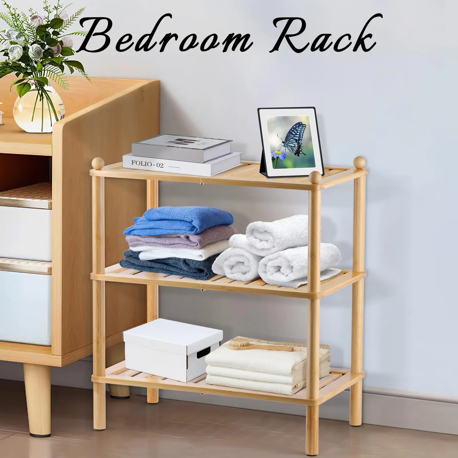 Multifunctional Bamboo Shoe Shelf 3 Tier Stackable Bamboo Plant Stand Shoe Rack Storage Organizer