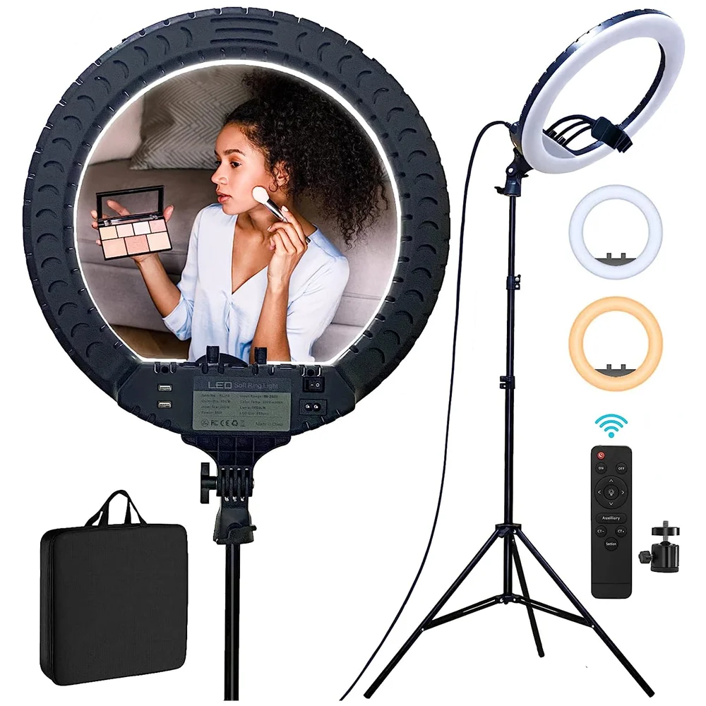 14 18 21 inch LED Makeup Selfie Ring lights 3000-6500K Professional photography led 18 inch ring light with tripod stand remote