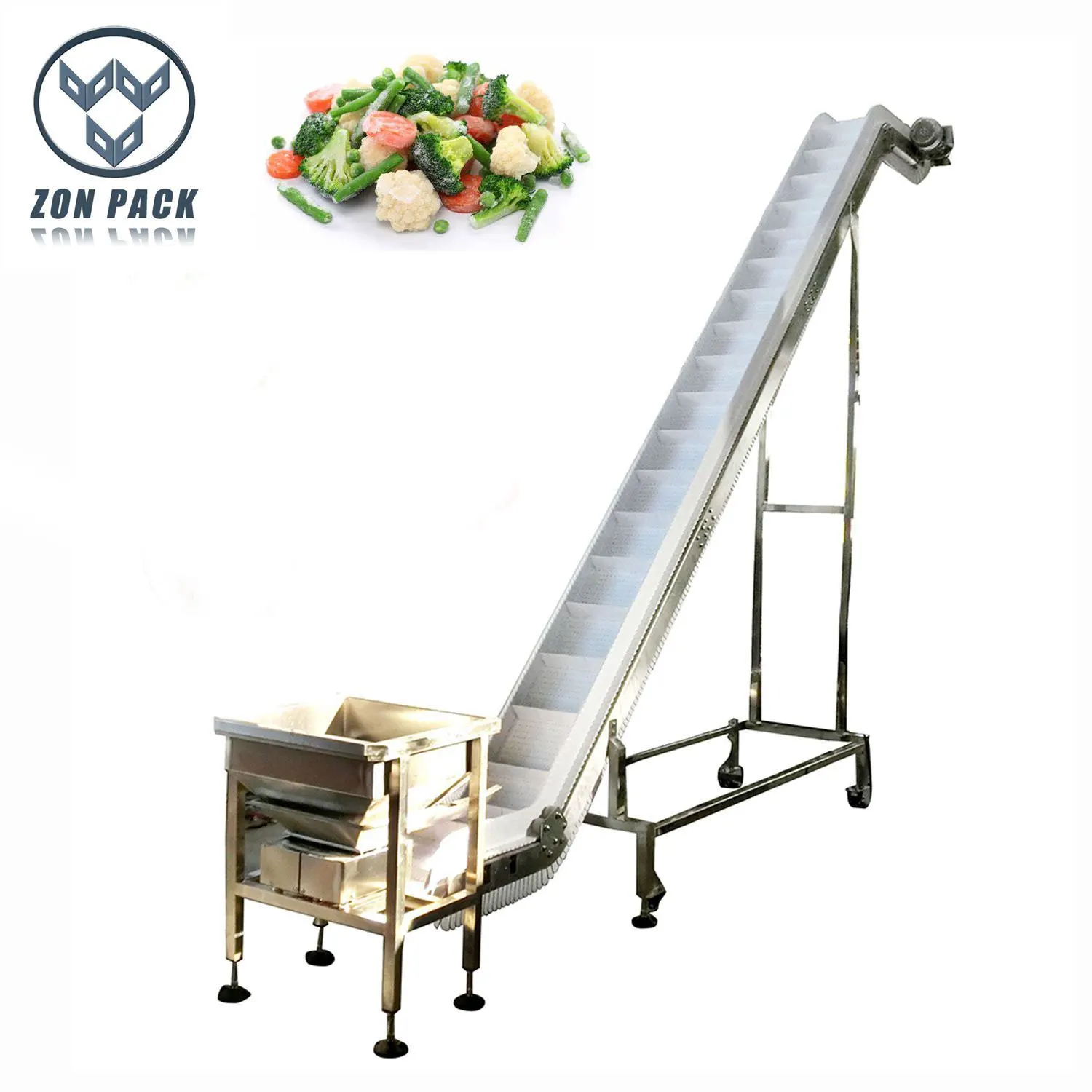 Industry  Food Grade Inclined PU  Conveyor Belt Chain Conveyor