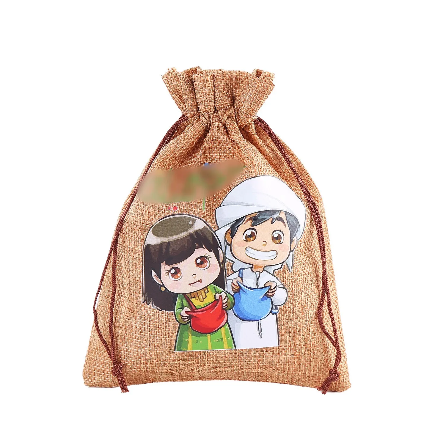 Christmas Drawstring Strap Mouth Hemp Food Storage Bag Holiday Party Decoration Pendant Gift Packaging Bag Pouch