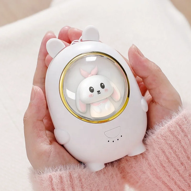 Portable pocket Novelty Gift sets cute USB Rechargeable Hand Warmer custom power bank with mini Night Light