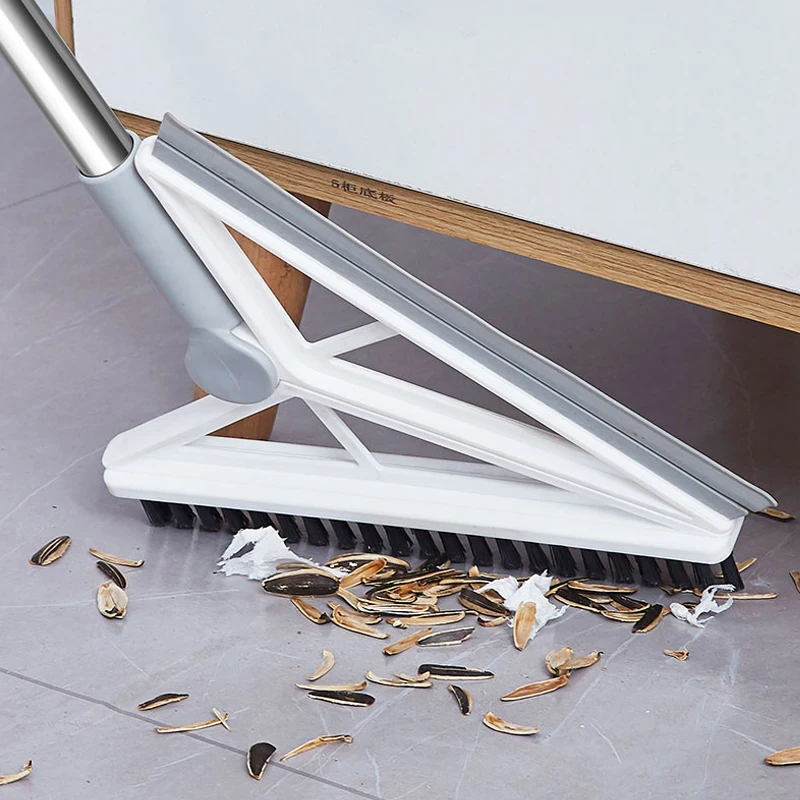 New Trend 2-in-1 Easily Use Detachable Stainless Steel Handle Magic Plastic Broom with Large Squeezing Scraper