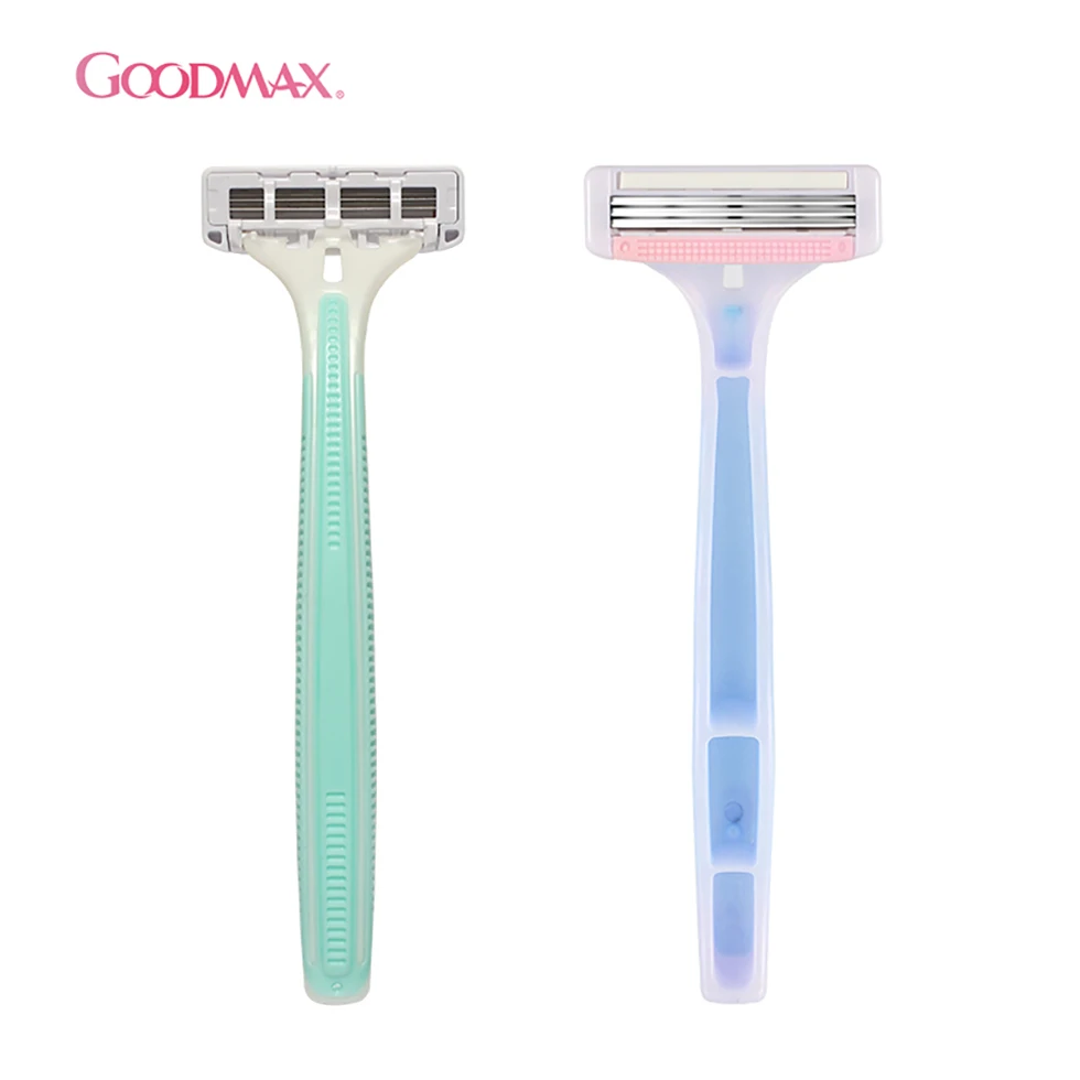 Wholesale Rubber Handle Triple Blades Disposable Safety Shaving Razor Cheap Facial Razor for Women