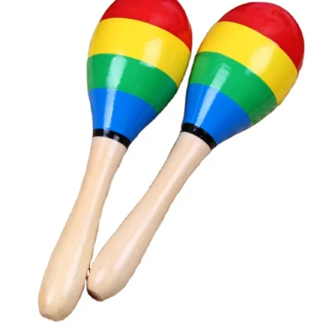 Wooden Maracas assorted colors and design Party Favor Holiday Rumba Shakers Rattles Sand Hammer  Musical Toy  baby rattle wood