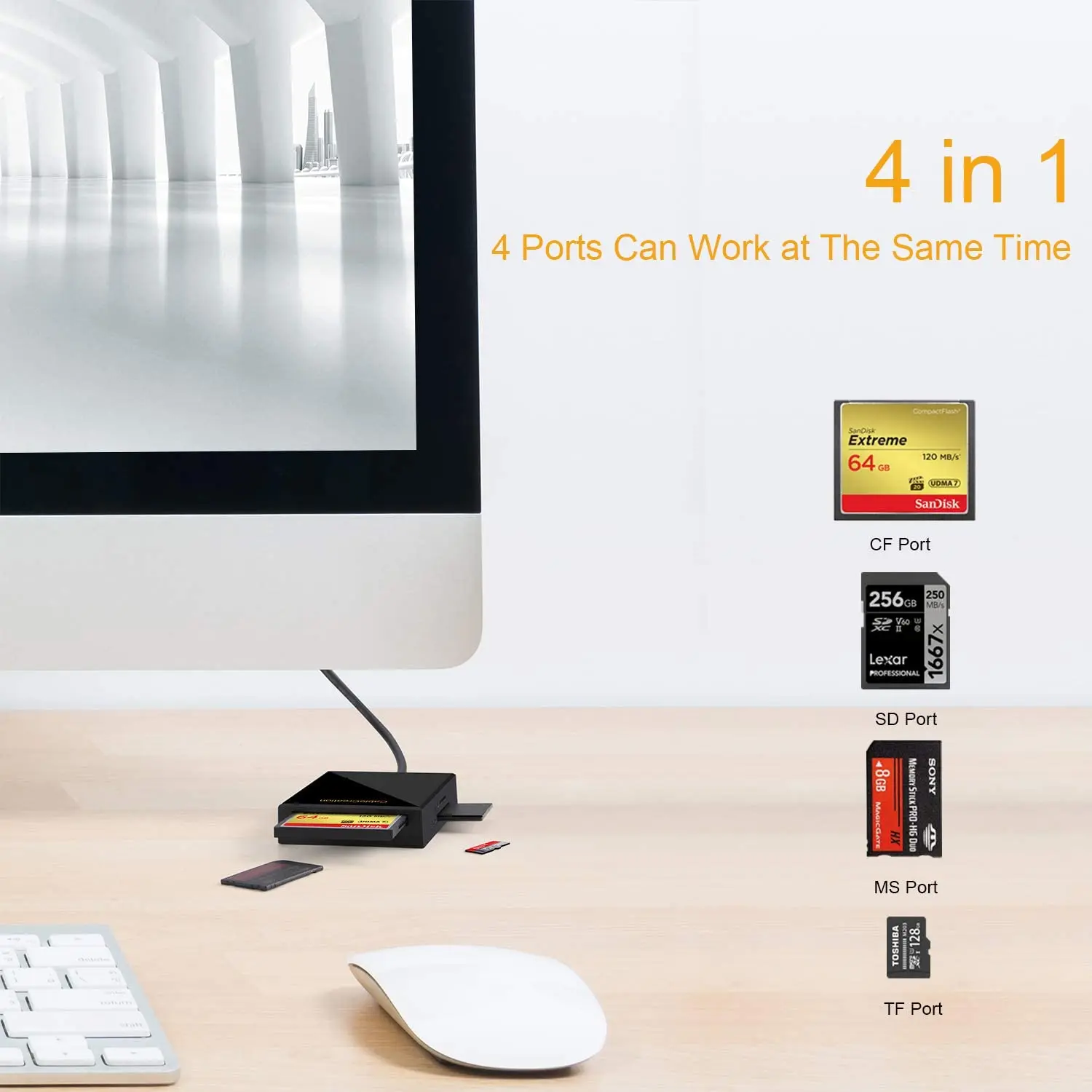 USB 3.0 Type-C HUB TF/SD Card Reader USB-C PD USB C 5Gbps Data 4 in 1 Aluminum Type-C Adapter For Mobile Phone/laptop