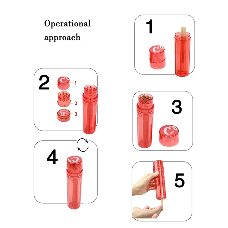 J03 New Plastic Pre Roll Cone Filling Herb Tobacco Grinder For Smoking