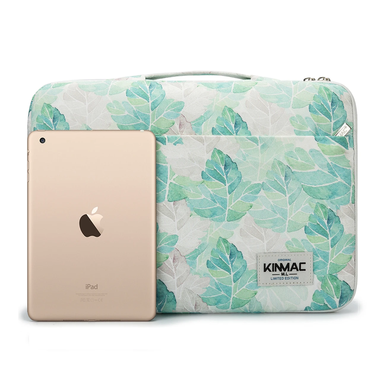 Kinmac Green leaf laptop bag notebook briefcase laptop sleeve bag in water-proof fabric for women for college 12 inch