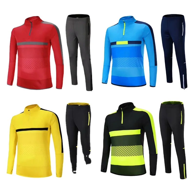 
2021 Custom Two Piece Men Joggers Suits Set Zip Up Set Sweatsuit Tracksuits for man football running track suit for kid 