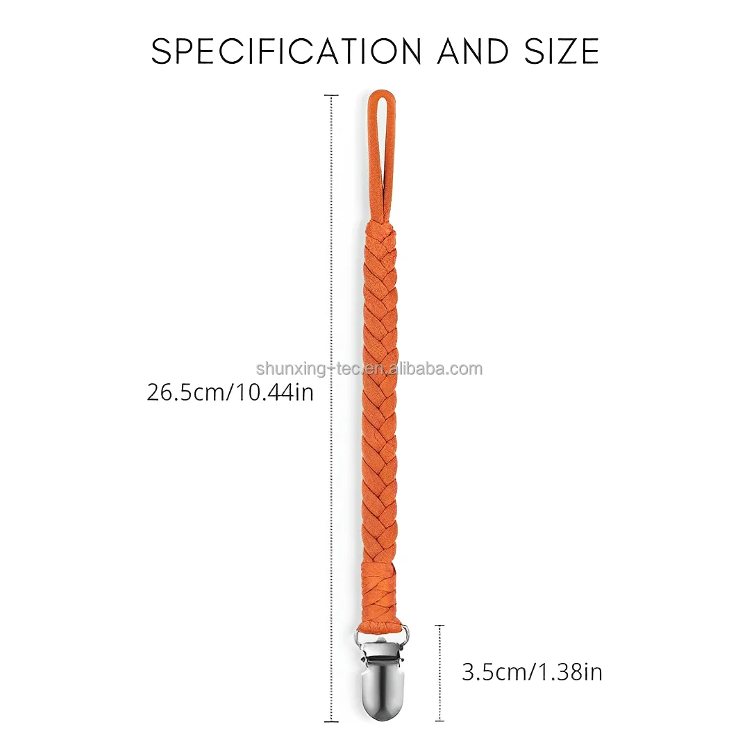 Handmade Dummy Clips Holder Chain Eco Friendly Flexible Fabric Yarn Braided Baby Pacifier Clips