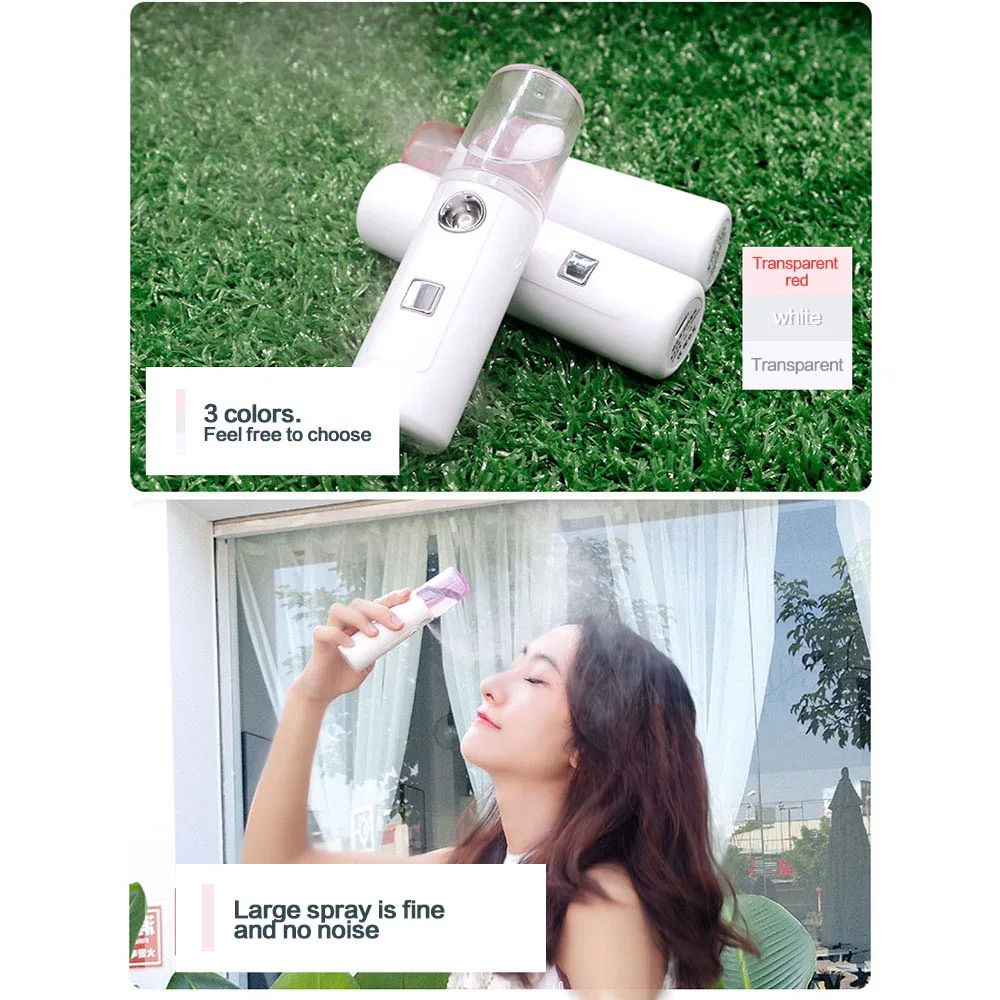
Face Stream Beauty Spray Hand-held Water Machine Moisturizing Nano Ionic Mist Face Humidifier Sauna Facial Pore Cleansing Tool 