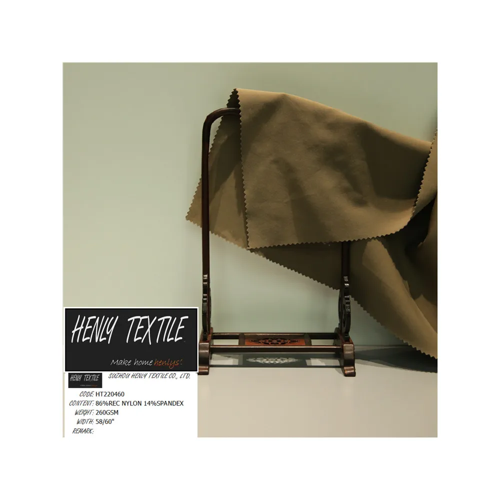 HT220460 BIODEGRADABLE RECYCLE FABRIC 86%RECYCLE NYLON 14%SPANDEX 260GSM KNITTED INTERLOCK FABRIC FOR LEGGING