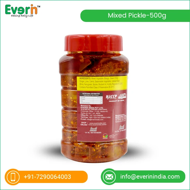 Bulk Exporter of Good Quality 500g Mixed Vegetable Pickles
