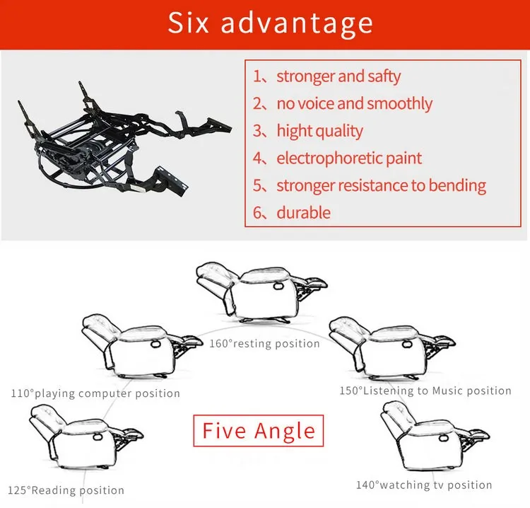Manual Single Chair Recliner Mechanism Office Metal Recliner Folding Sofa Mechanism For Functional Chair Sofa