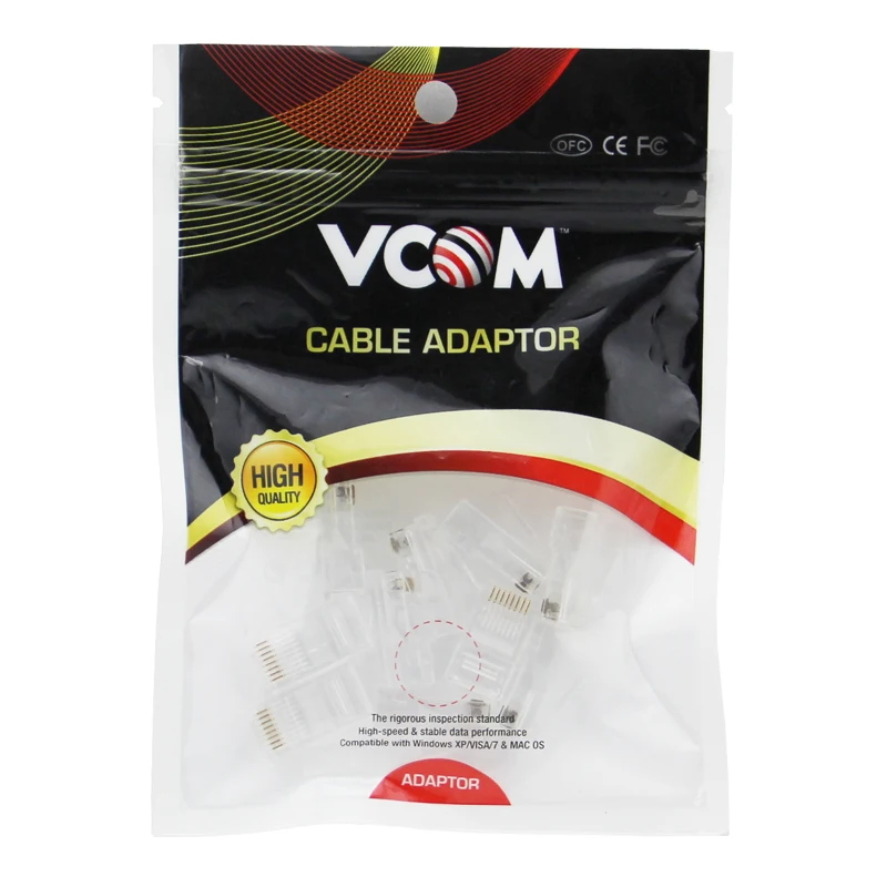 Разъемы VCOM Ethernet RJ45, штепсельная вилка Cat6 для сети 8P8C, штепсельная вилка Cat 6 RJ45