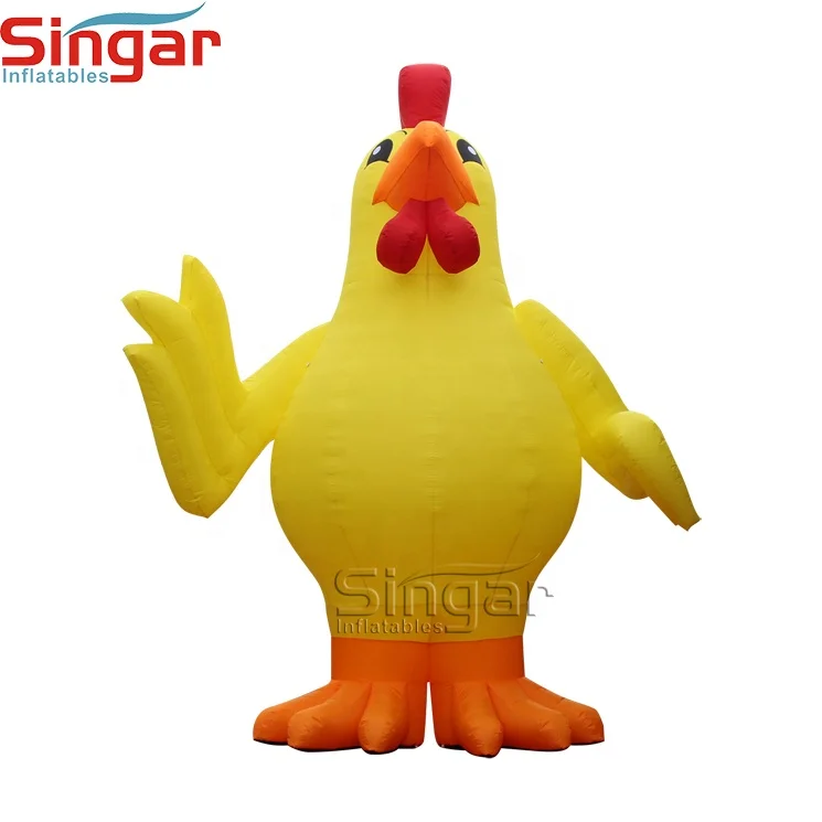 5mH Yellow advertising chicken inflatable cartoon animal,free blower inflatable big cock cartoon