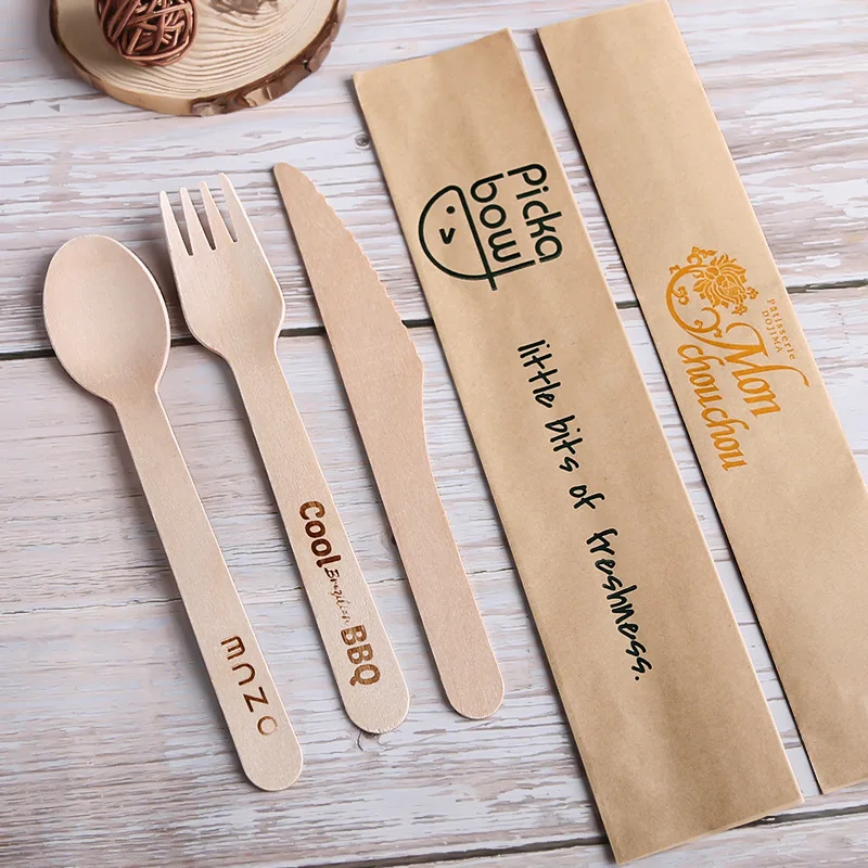 Custom Eco-friendly Portable Wooden Bamboo Spoon Fork Bamboo Separated Cutlery Set Pfas Free Utensil bamboo fork and spoon set